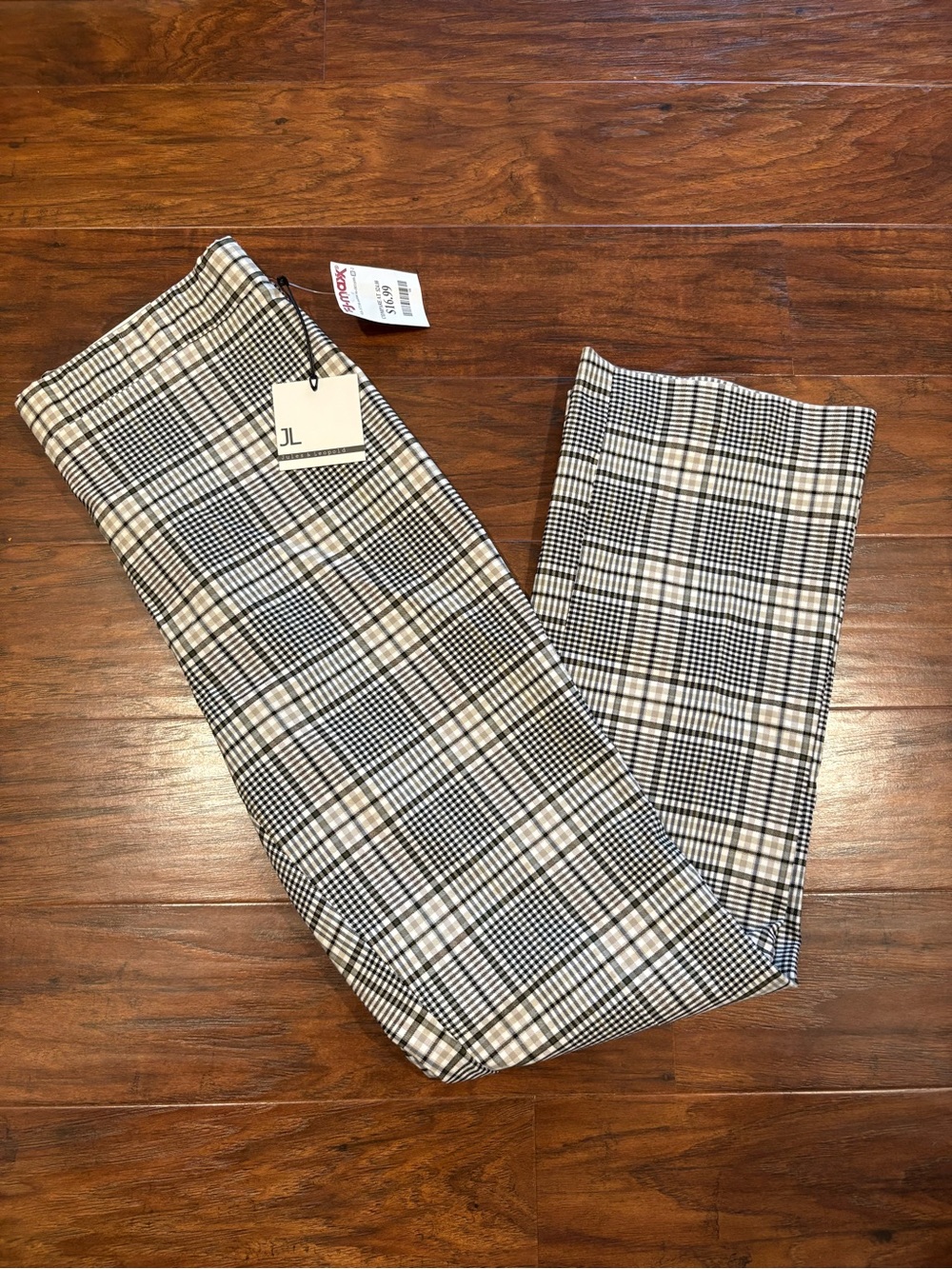 NWT Jules & Leopold Plaid Pull On Boot Cut Dress Pants - Size Large